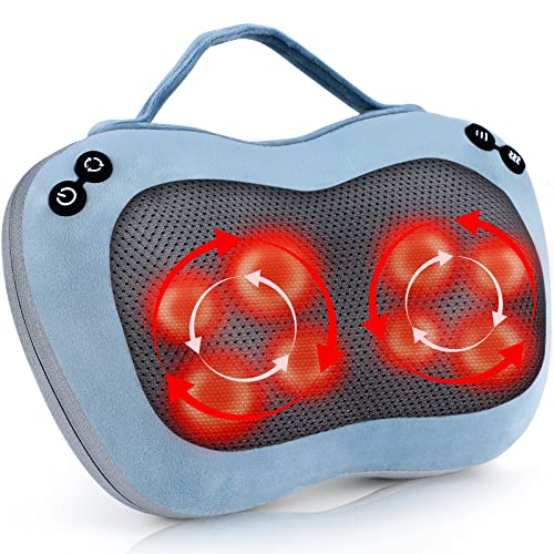 Masajeador Cervical y Espalda,Masajeador Almohada Shiatsu,Cojín Masajeador Eléctrico con Calor,con 8 Nodos, 3 Velocidades, Amasador Giratorio 3D