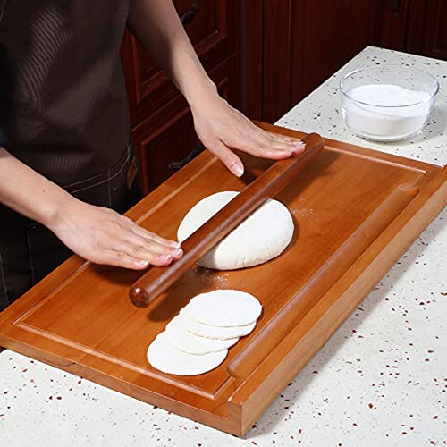 Tabla Corte/Tablas de Cortar Tablero De Pastelería De Madera para Extender La Masa, Tabla De Amasar Pan, Tabla De Cortar Reversible con Ranura para Salsa Y Borde De Labios