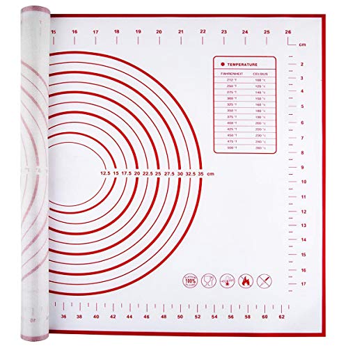 Aicoimy Tapete Silicona 70 x 50cm, Reutilizable Baking Mat, Tapete para Pasta, Pizza, Torta, Pastel, Galletas, Pan, Fondant