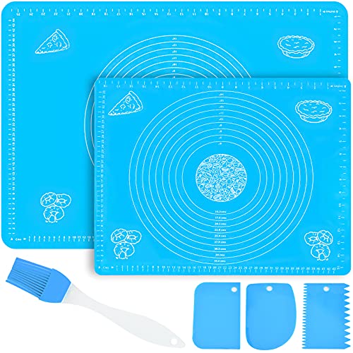 VIPNAJI 2 pcs Tapete de Silicona para Hornear,Almohadilla de Amasado de Silicona, Baking Mat Grande Antiadherente 70 x 50 cm/50 cm x 40 cm,100% silicona alimentaria,para Pizza Fondant Galletas ect